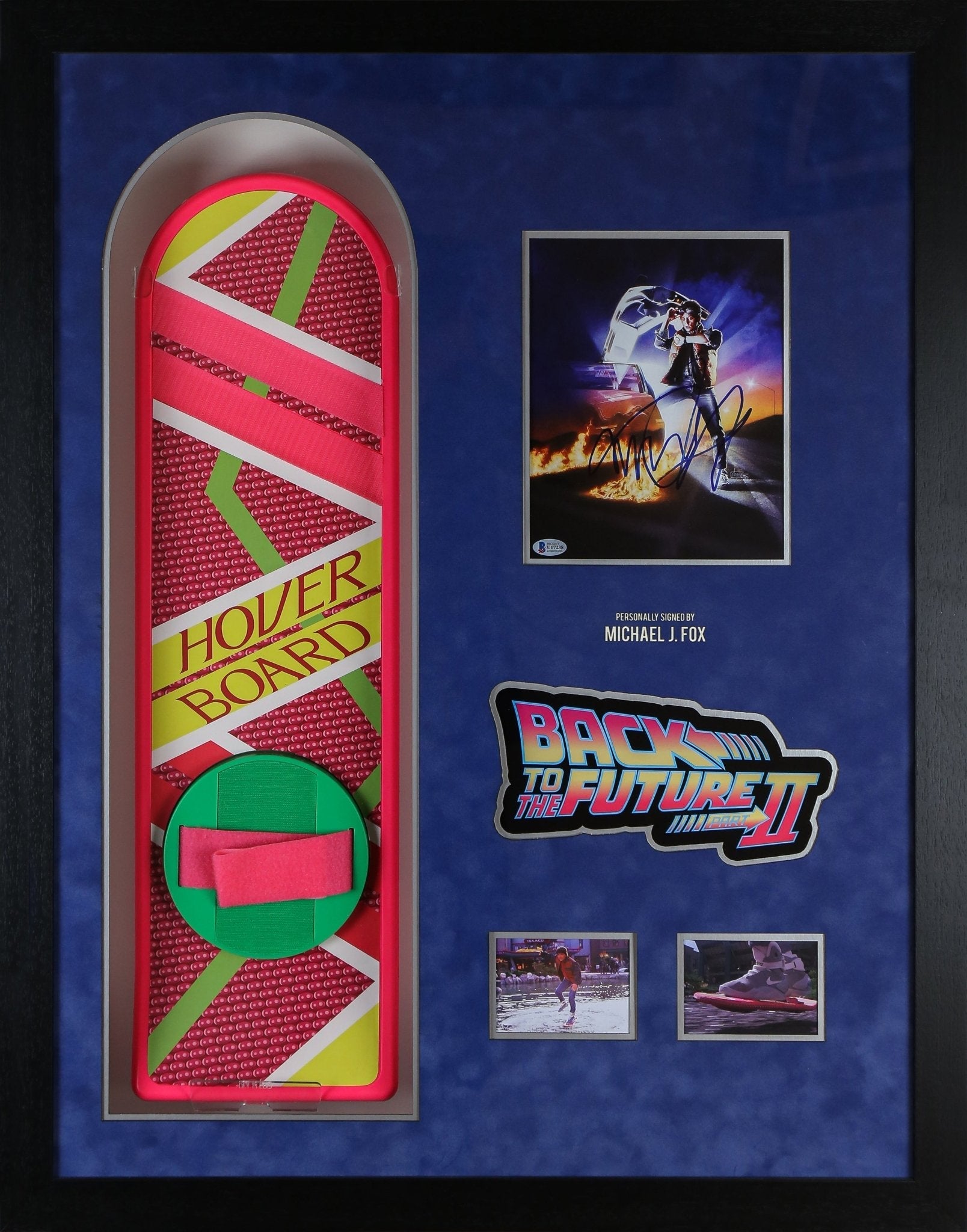 Michael J Foxx, Back To The Future Signed 12x8 Photograph Framed Display With Hoverboard - Memorabilia Framers Shop